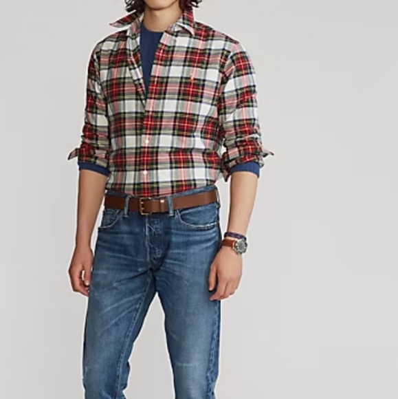 Polo Ralph Lauren Blue Label Classic Fit Plaid Oxford Buttondown Preppy Staple L - Picture 1 of 13